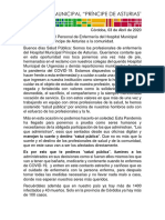 Carta Abierta Personal de Enfermería Hospital Municipal Príncipe de Asturias Córdoba