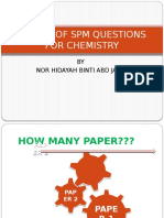 Format of SPM Questions For Chemistry: BY Nor Hidayah Binti Abd Jalil
