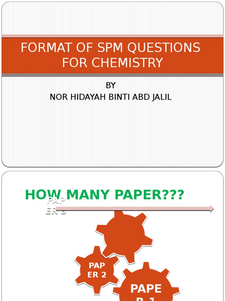 SPM Chemistry Exam Format 2024 | PDF