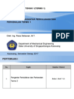 Termodinamika Teknik 1 (Termo 1) : Oleh: Ing. Reza Setiawan, M.T