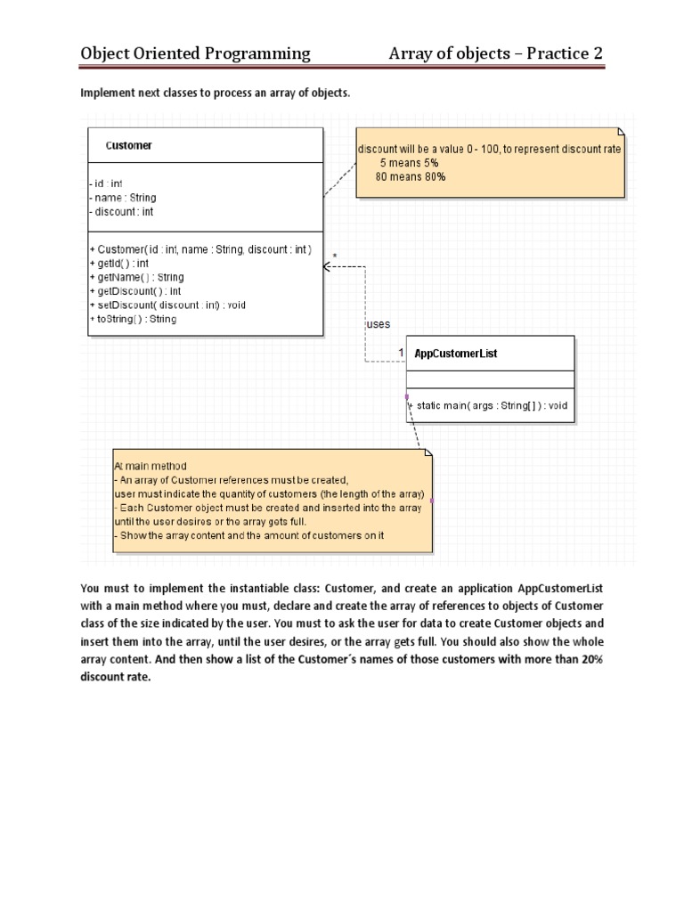 Customer Array Management in OOP | PDF