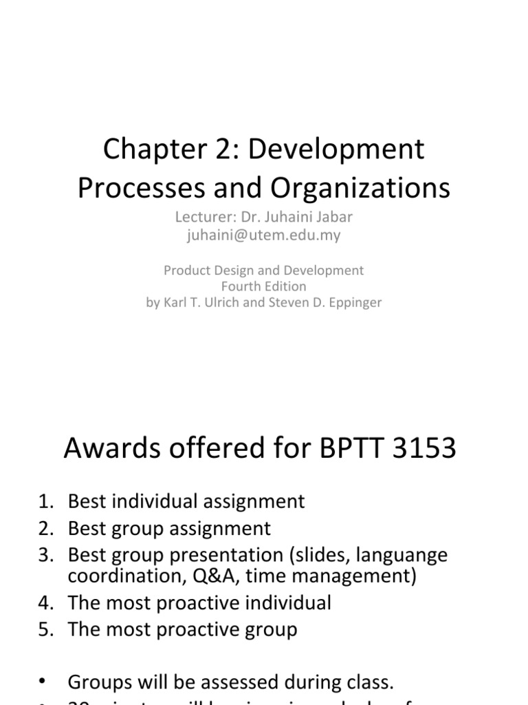 Chapter 2: Development Processes and Organizations: Lecturer: Dr ...