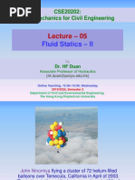 Fluid Statics - Ii: CSE20202: Fluid Mechanics For Civil Engineering