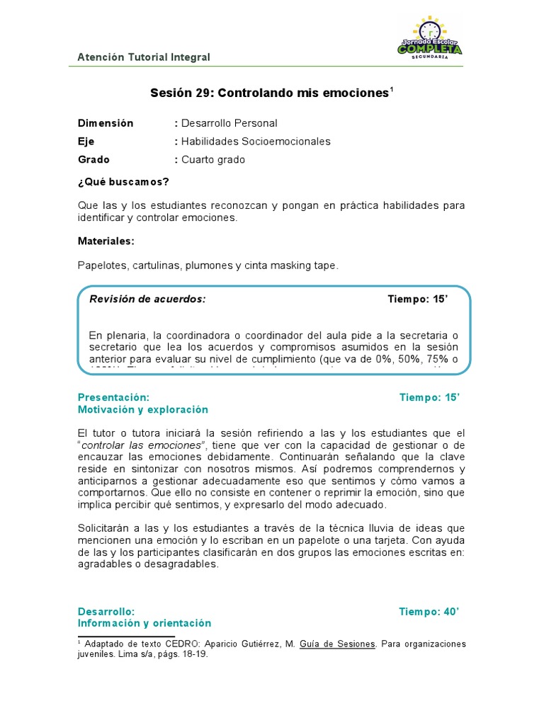 Control de Emociones en Estudiantes | PDF | Las emociones