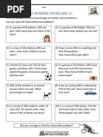 Percentage of Number Problems 1C: Name Date