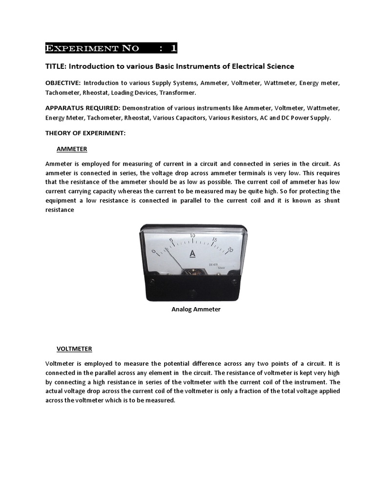 Electrical Measurement Lab Manual | PDF | Voltage | Electrical ...