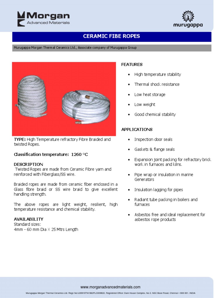 Ceramic Fibe Ropes Murugappa PDF Rope Fibers