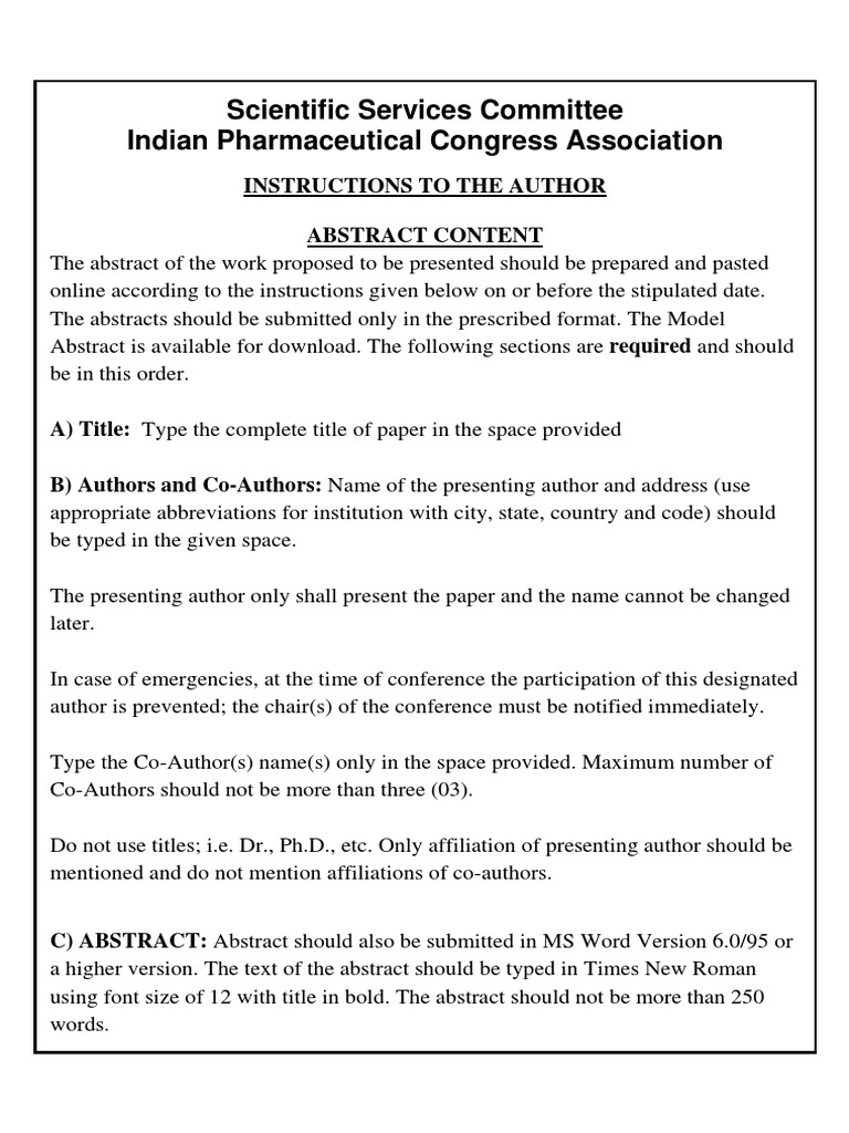 IPC Abstract Submission Guidelines | PDF | Computers