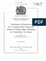 Calculation of Derivatives For A Cropped Delta Wing Subsonic Leading Edges Oscillating in A Supersonic Air Stream