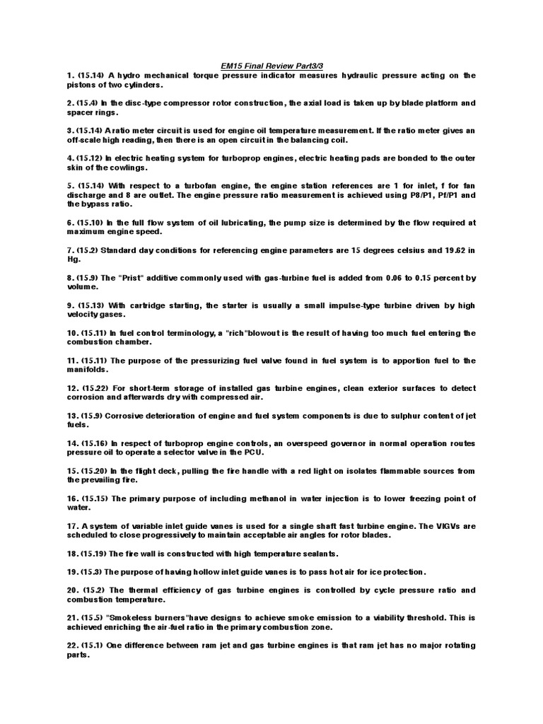 EM15 Review Part3/3 | PDF | Gas Turbine | Engines