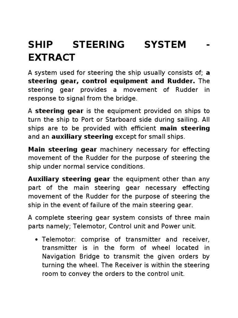 Ship Steering System | PDF | Rudder | Steering