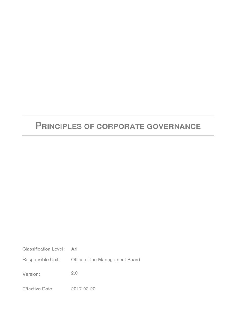 Principles of Corporate Governance - English | PDF | Board Of Directors ...