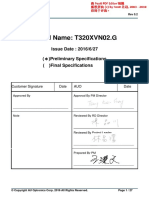 Model Name: T320XVN02.G: Issue Date: 2016/6/27 ( ) Preliminary Specifications Final Specifications