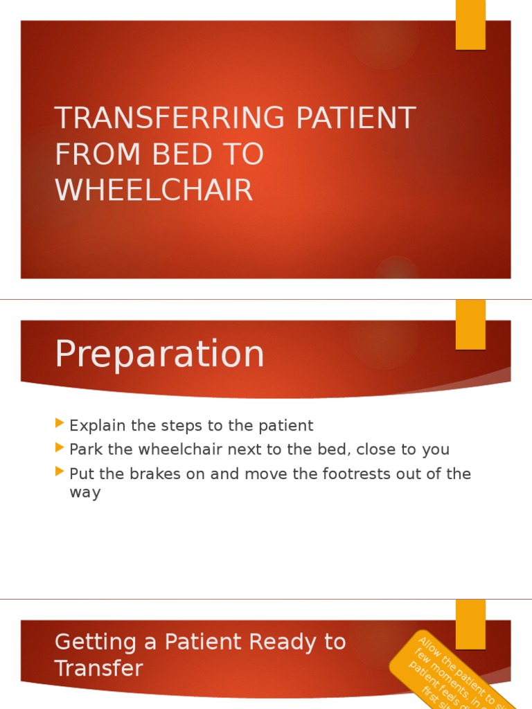 Patient Transfer: Bed to Wheelchair Guide | PDF | Wheelchair | Sports