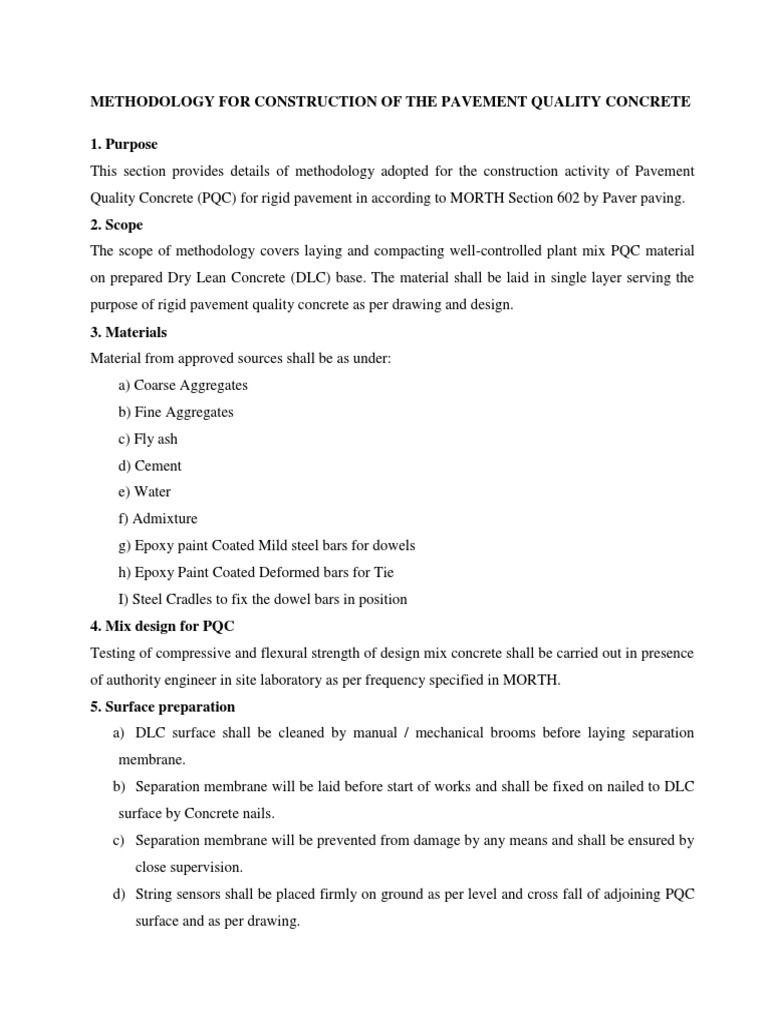PQC Methodology for Rigid Pavement | PDF | Road Surface | Concrete