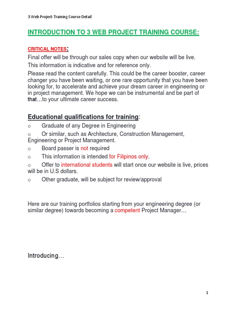 A Comprehensive Overview of the 3 Web Project Training Courses for