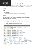 Experiment No. 1: Aim: Hands On Basic Commands of Unix: LS, Who, More, CP, RM, MV, Mkdir, CD