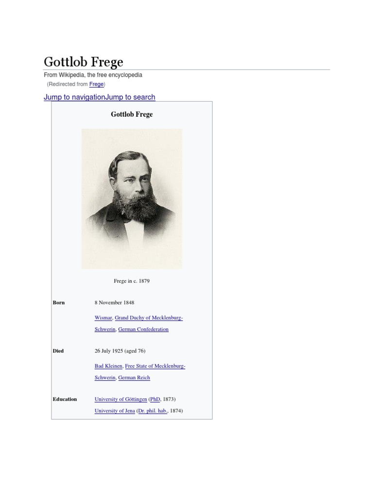 Gottlob Frege: Jump To Navigationjump To Search | PDF | Gottlob Frege |  Logic, image size:768x1024