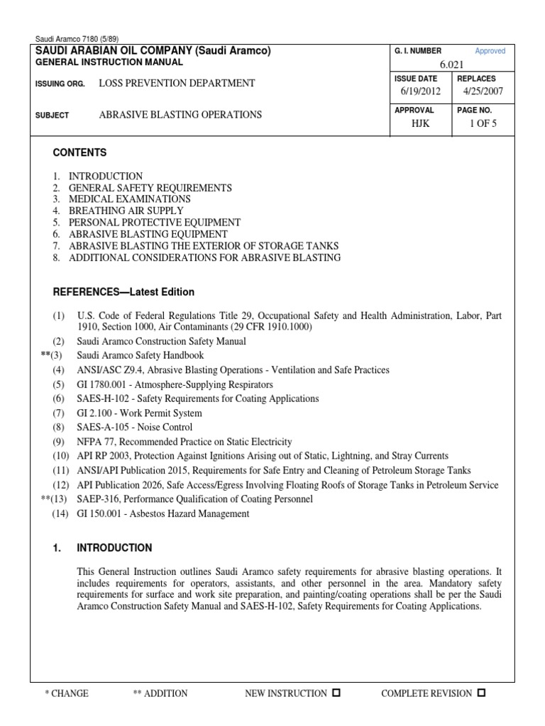 Abrasive Blasting Safety Standards | PDF | Personal Protective ...