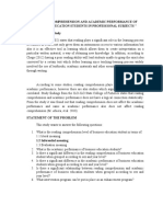 "Reading Comprehension and Academic Performance of Business Education Students in Professional Subjects " Background of The Study