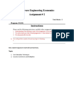 Software Engineering Economics Assignment # 2: Instructions