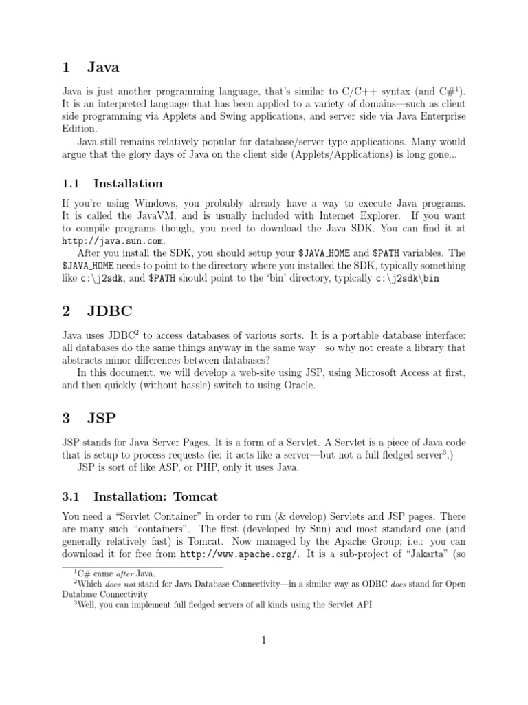 Java JSP and JDBC Setup Guide | PDF