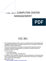 CSC 301: Computer Center Management