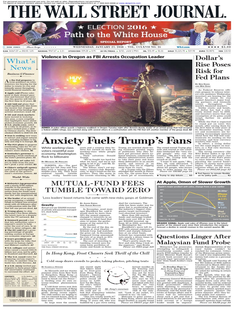 Wallstreetjournal 20160127 The Wall Street Journal | PDF | Exchange Traded  Fund | United States Embargo Against Cuba
