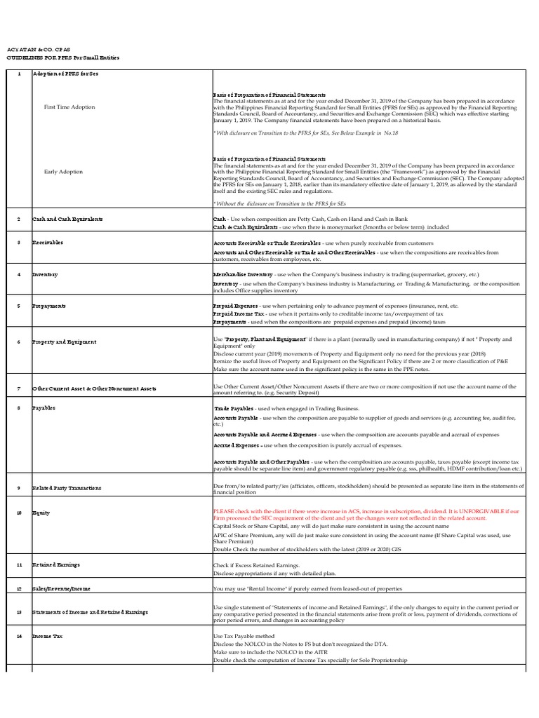 PFRS for Small Entities Guidelines | PDF | Retained Earnings | Deferral