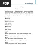 PLAN DE ALIMENTACIÓN  BAJAR PESO
