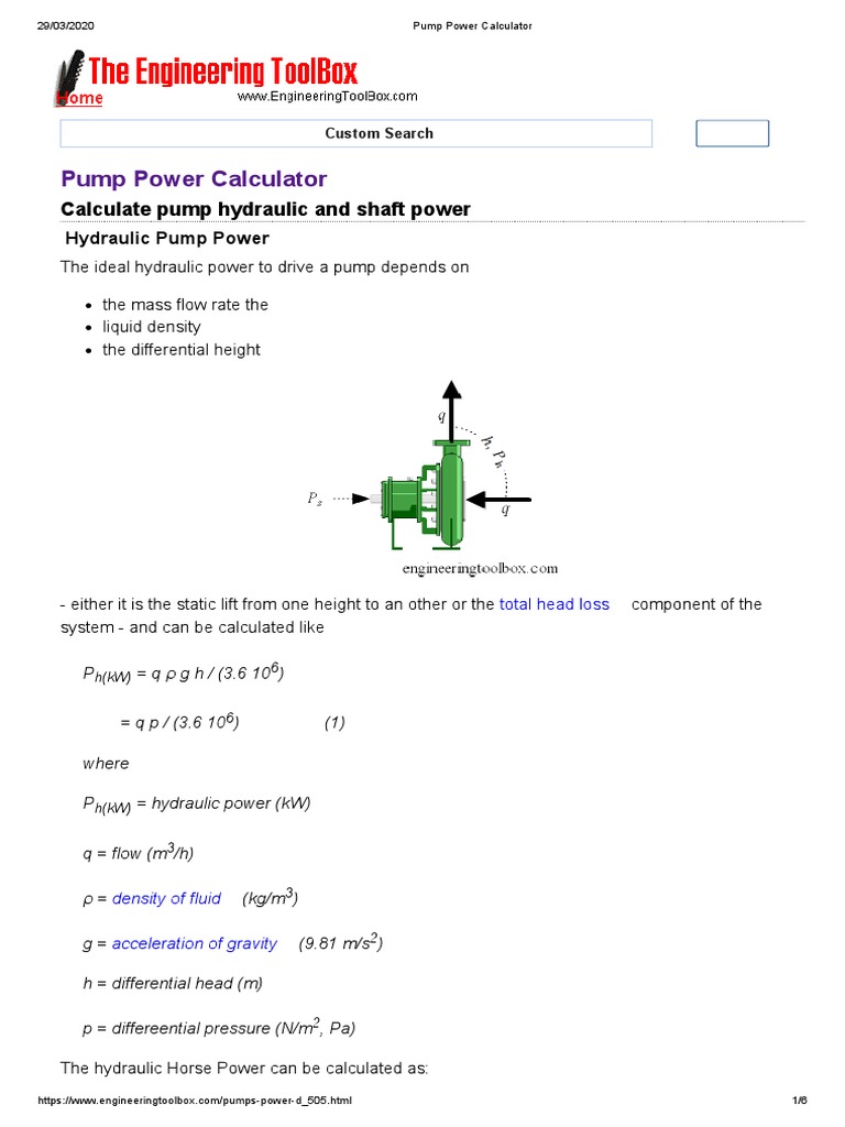 Convert Gpm To M3/hr Pump Power Calculator PDF | PDF | Horsepower | Pump