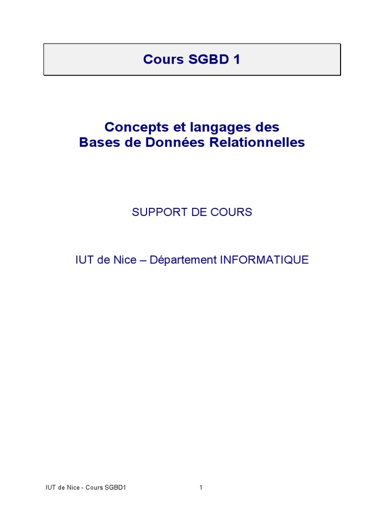 Introduction aux SGBD et Modèles Relationnels | PDF | Base de données ...