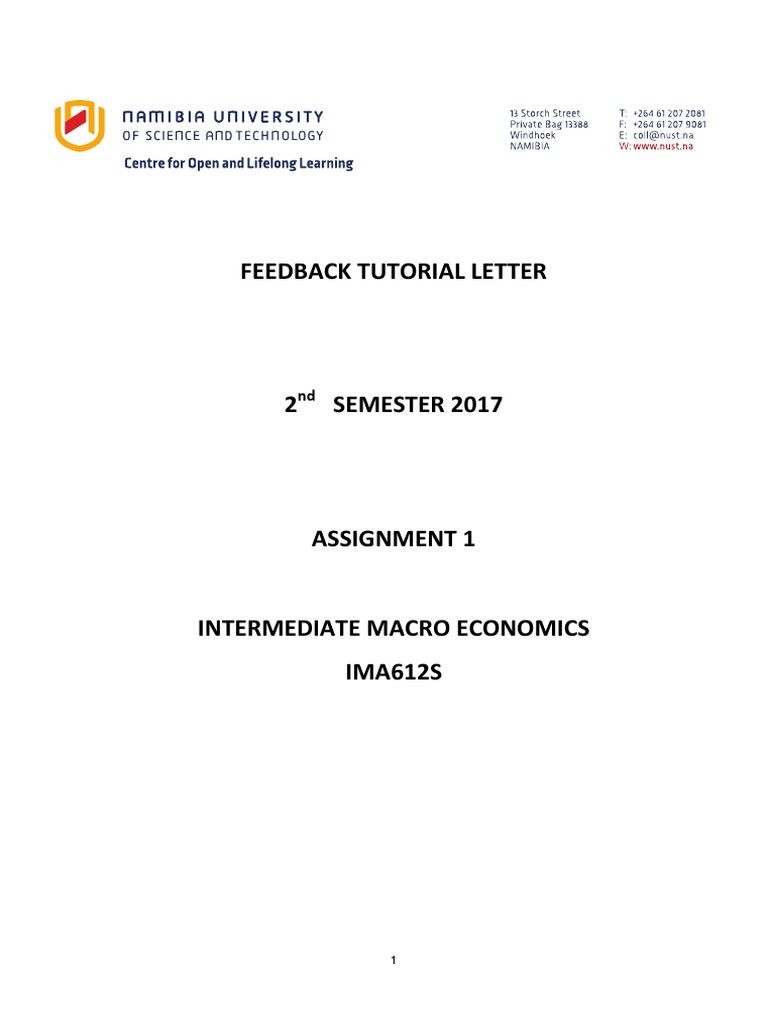 Intermediate Macroeconomics Assignment 1 | PDF | Labour Economics ...
