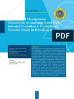 The Effect of Management Morality On Accounting Fraud With Internal Control As A Moderating Variable (Study in Pemalang Regency)