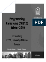 Programming Paradigms CSI2120 - Winter 2019: Jochen Lang EECS, University of Ottawa Canada