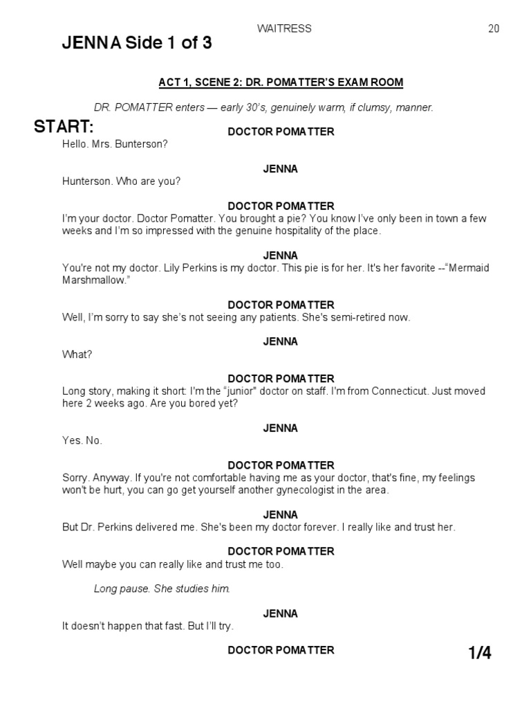 Jenna Callback Sides Waitress | PDF | Broadway Musicals | Works