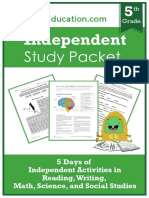 Independent Study Packet 5th Grade Week 1