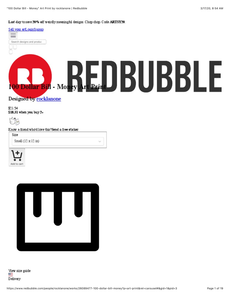 "100 Dollar Bill - Money" Art Print by Rocklanone - Redbubble ...