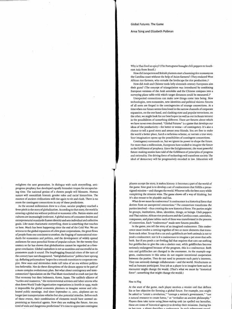 Anna Tsing Global Futures The Game PDF PDF