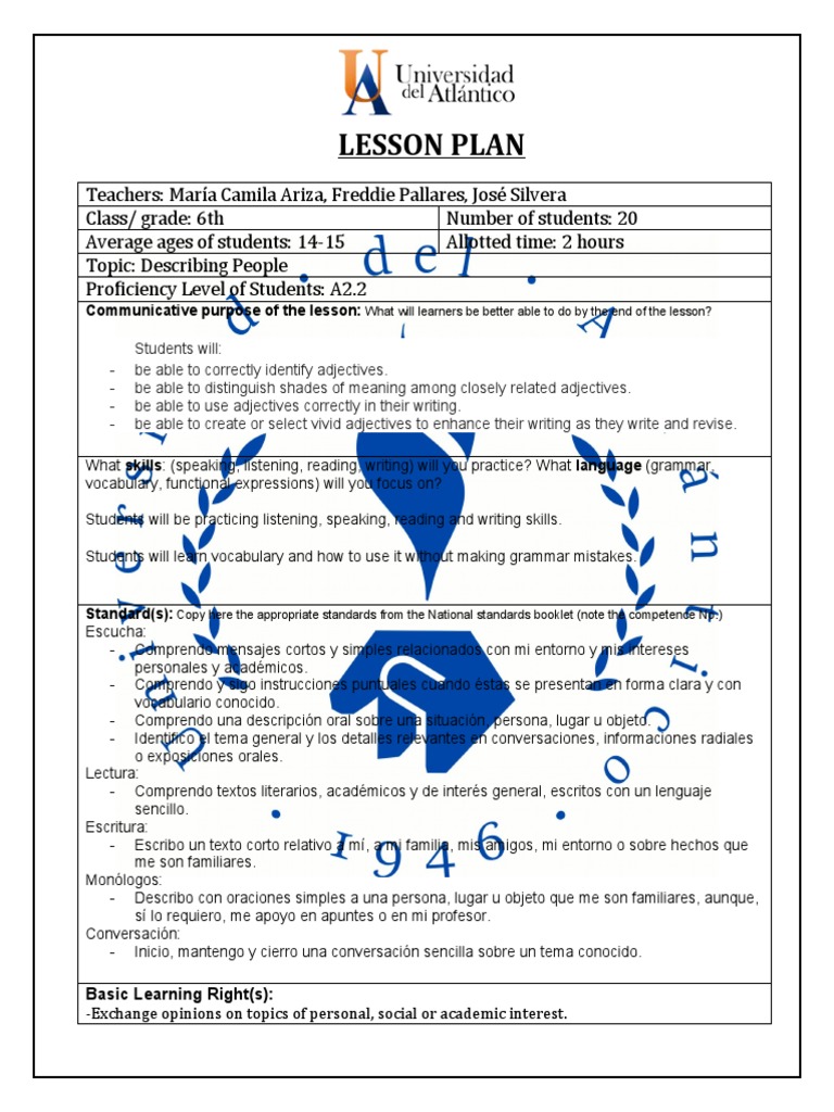 6th Grade Adjective Mastery | PDF | Vocabulary | Lesson Plan
