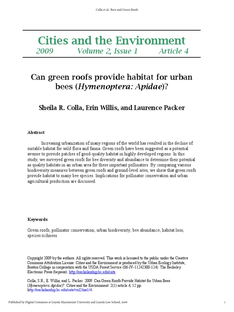 Picture of Can Green Roofs Provide Habitat For Urban Bees | PDF | Bees | Biodiversity