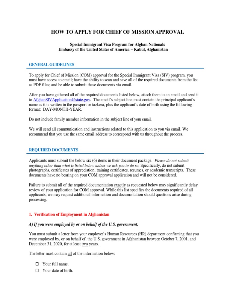 SIV Chief of Mission Approval Guide | PDF | International Security ...