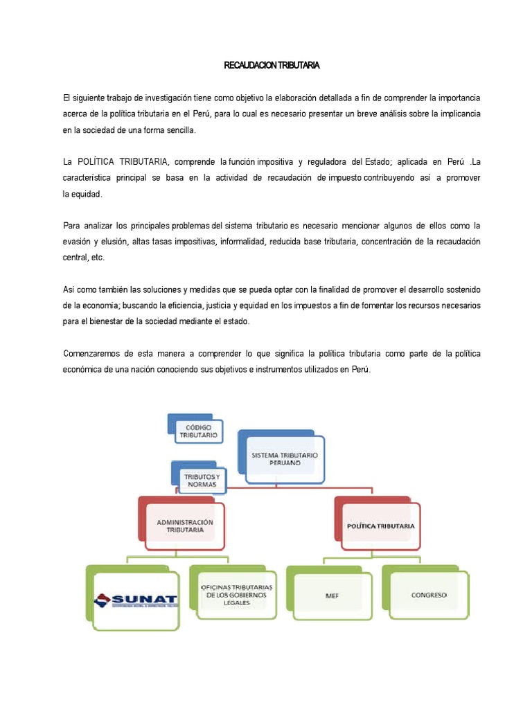 Recaudación Tributaria en Perú | PDF | Impuestos | Esfera pública