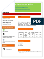 Malik Humanyun Abbas: Curriculum Vitae