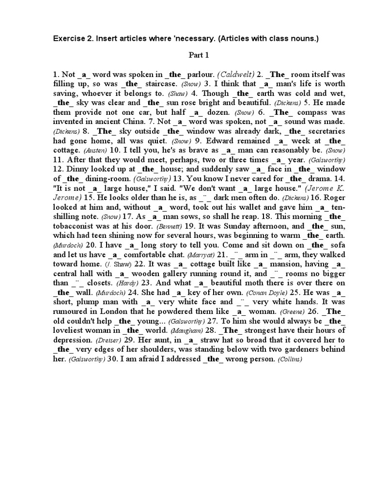 Article Usage in English Sentences | PDF