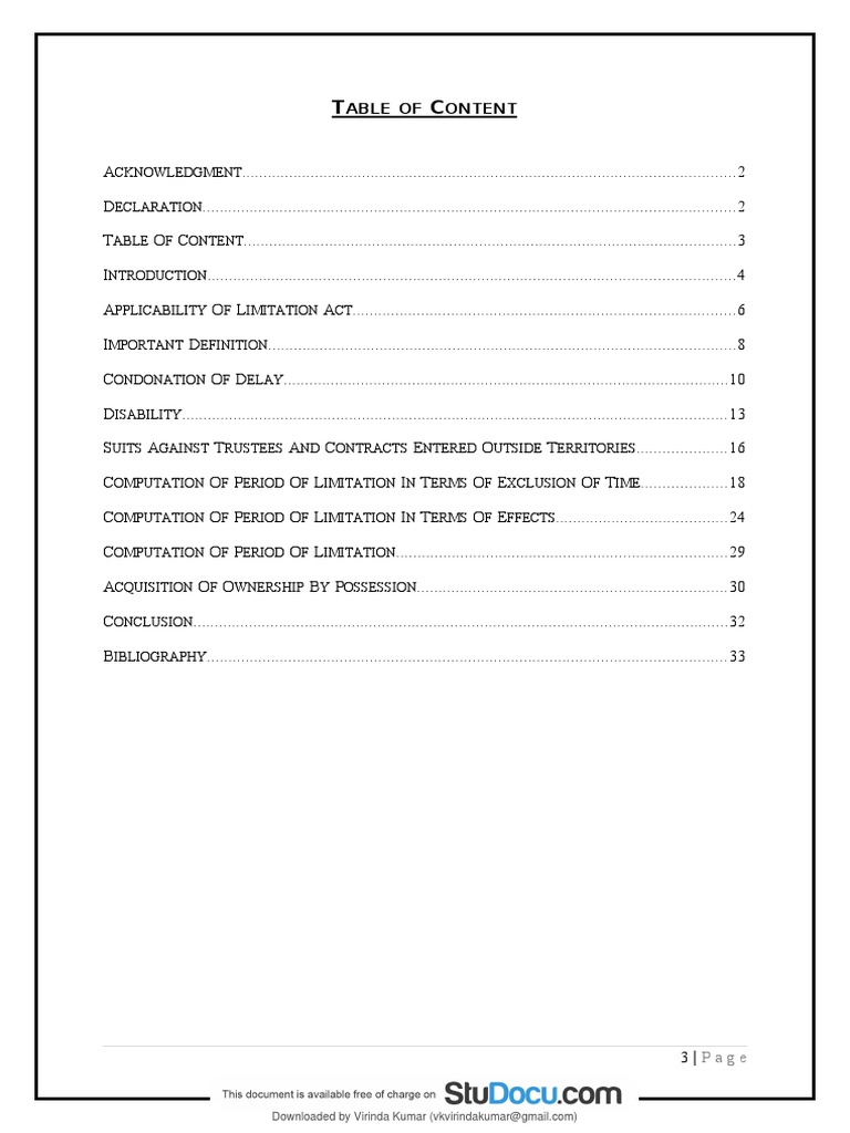 Notes On Limitation Act Download Free PDF Lawsuit Judgment (Law)
