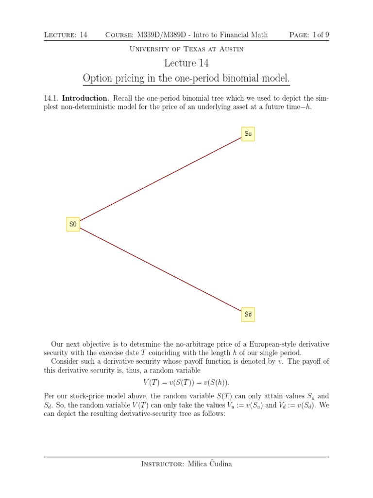 Financial Math: Binomial Option Pricing | PDF | Option (Finance ...