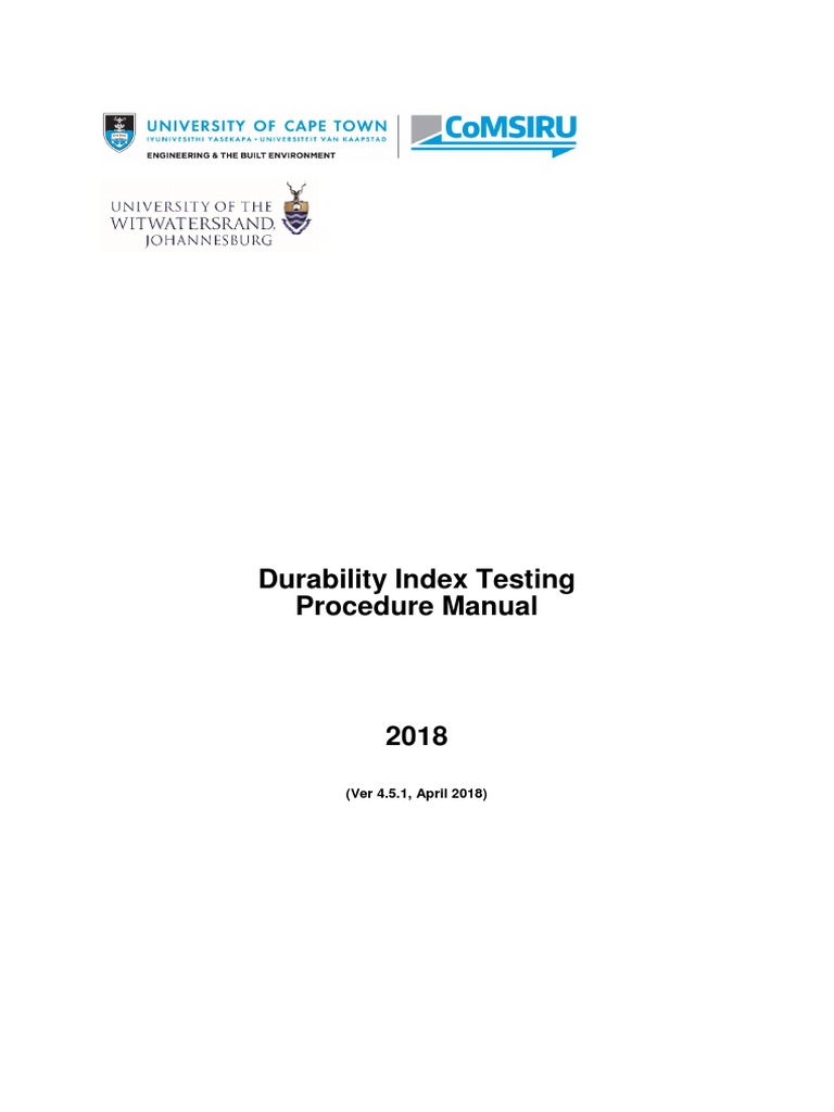 Durability Index Testing Procedure Manual | PDF | Correlation And ...
