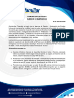 Boletín de prensa Subsidio de Emergencia-6 de abril de 2020