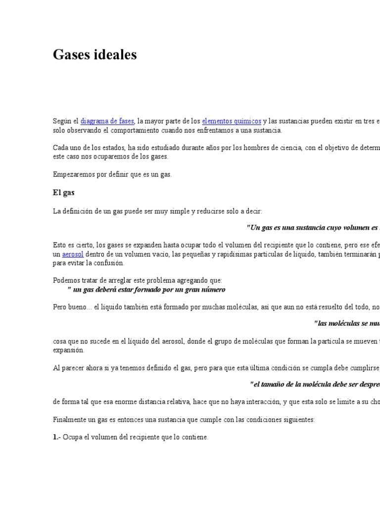 Definición y leyes de gases ideales | PDF | Gases | Fases de la materia